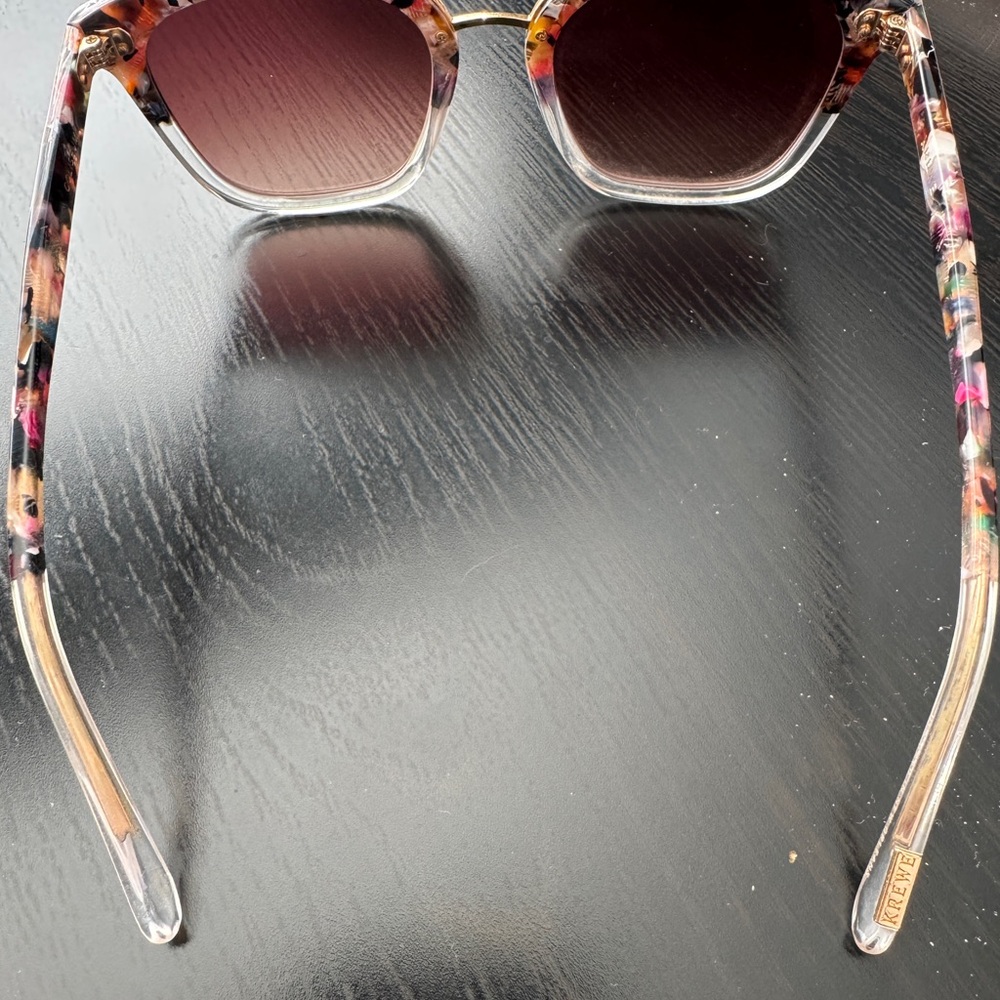 KREWE Multicolor Floral Tortoiseshell Square Sunglasses with Gold Bridge - Picture 2 of 2